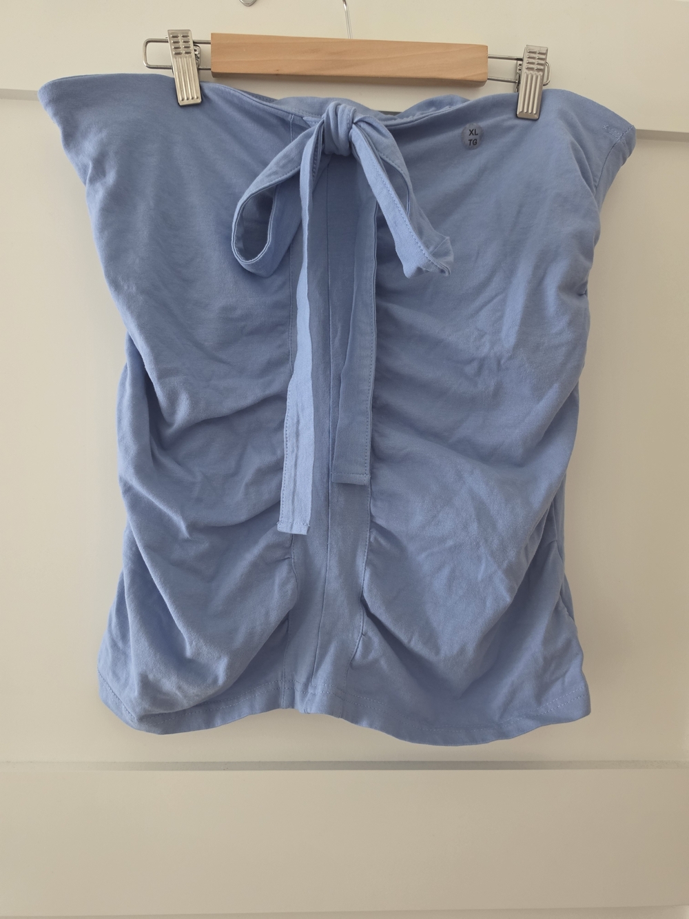 Y2K Light Blue Scrunched Tube Top/ Halter With Built In Bra - Picture 2 of 8